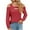Red, variant on WREESH Womens Fashion Dressy Tops Round Neck Casual Solid Color Off-Shoulder Patchwork Long Sleeve Loose T-Shirt Top Pullover Blue
