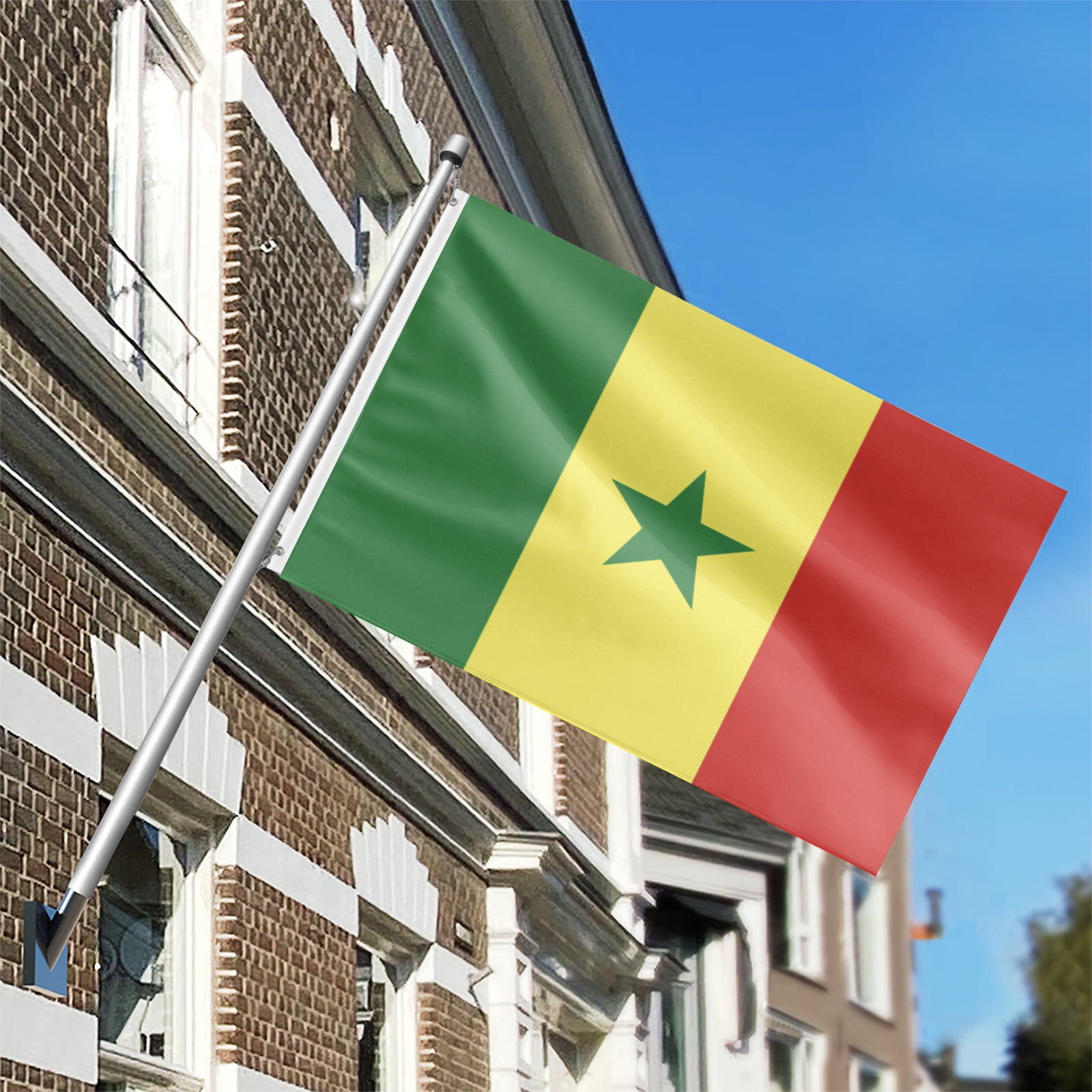Livetty Double Sided 3 layers Flags 4.85x8 Ft Senegal Flags Banner for Yard Decoration Garden Display For World Soccer Play