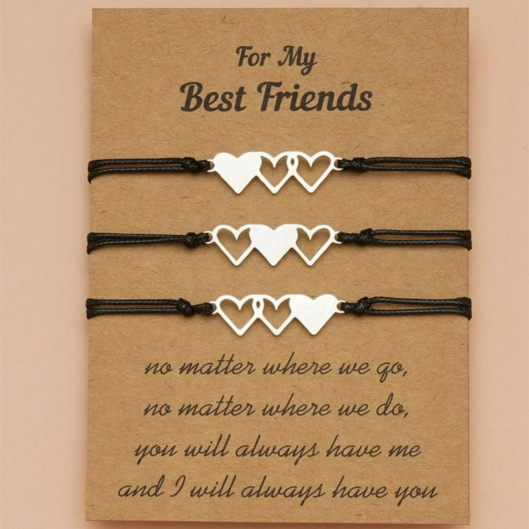 SJENERT Best Friends Matching Bracelet for 3 Friendship Heart