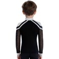 thumbnail image 2 of RUNQHUI Kids Boys Shiny Rhinestone Long Sleeve Figure Ice Skating Top Tees Performance Competition T-Shirts Silver 8, 2 of 5