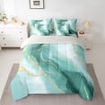 thumbnail image 2 of Homewish Marble Texture 7 Pieces Bedding Comforter Set,Fluid Stripe Aesthetic Full Bedding Set,Green Gold Fitted Sheet Flat Sheet For Boys Kids,Lightweight Room Decor Reversible, 2 of 8