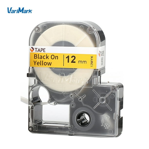 VariMark Self-Adhesive Label Tape Self-Laminating Labels Replacement Label Maker Black on Yellow 0.47 Inch(12mm)x27.9 Feet(8.5m) Waterproof and ...