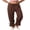 Light Brown, variant on LMLYSoH Women Bloomer Pants Drawstring Waist Eyelet Lace Cuff Cozy Harem Trousers