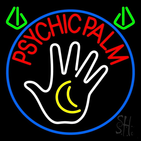 Red Psychic Palms LED Neon Sign 24" Tall x 24" Wide - inches Black Square Cut Acrylic Backing, with Dimmer - Bright and Premium built indoor LED Neon Sign for Storefront.