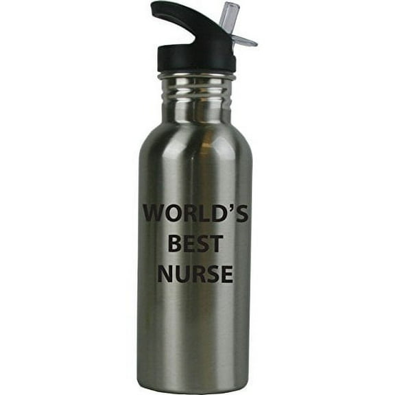 World's Best Nurse Stainless Steel Sublimation Water Bottle with Straw Top 20 Ounce 600ml Sport Water Bottle - Birthday Christmas Gift for Nurse RN CNA LPN Nurses
