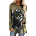 thumbnail image 1 of Blusa de manga larga con cuello redondo para mujer, camisetas informales con estampado de animales Pompotops FGAJ832, 1 of 5