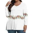 thumbnail image 2 of TQWQT Womens Tops Plus Size 4x-5x Sexy Long Sleeve Tunic Tops Floral Print T-Shirt V Neck Tshirts Large Casual Tunics Blouses White 4XL, 2 of 6
