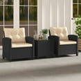 thumbnail image 2 of Gymax 3 PCS Patio Furniture Set w/Tempered Glass Coffee Table Washable Cushions Beige, 2 of 10