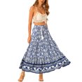 thumbnail image 4 of INSPIRE CHIC Women's Boho Floral Skirt Tassels Elastic Waist Flowy Maxi Skirts XS Blue, 4 of 6