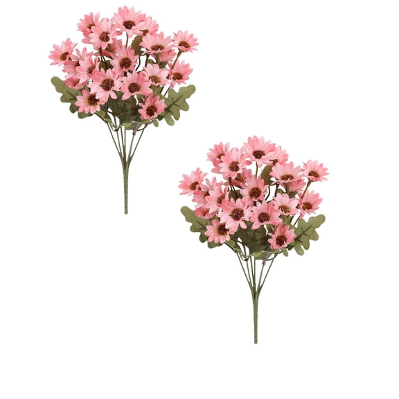 14Pcs 7 Bundles Mums Artificial Fall Flowers For Outdoors Silk Daisy Floral Mum For Home Decor Indoor Outside Porch Pots Planters Potted Decorations (Pink)