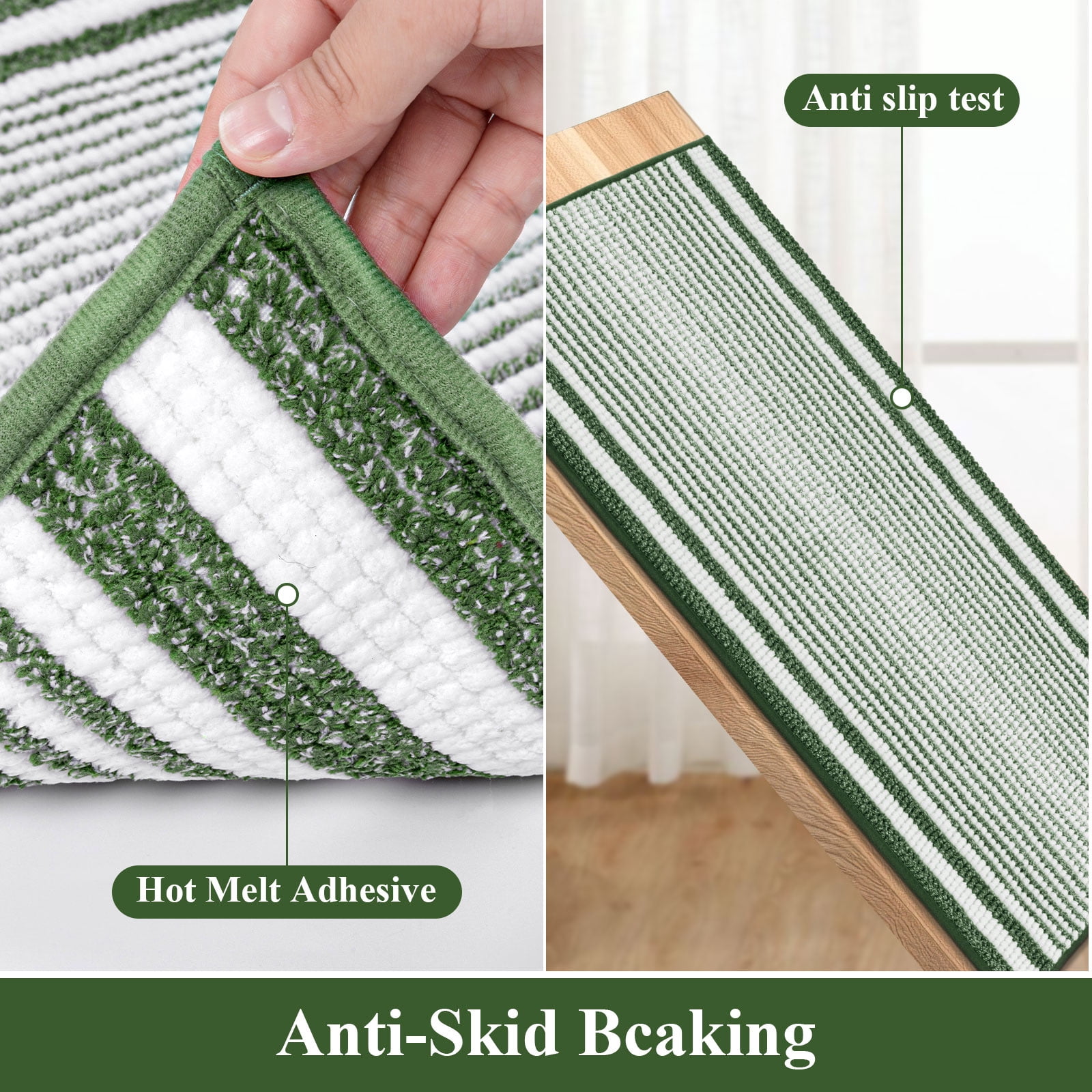 Ileading Chenille Bathroom Rugs Sets 4 Piece, Super Absorbent Non Slip Washable Bath Mat and U-Shaped Contour Toilet Rug Set for Tub Shower Floor Carpet