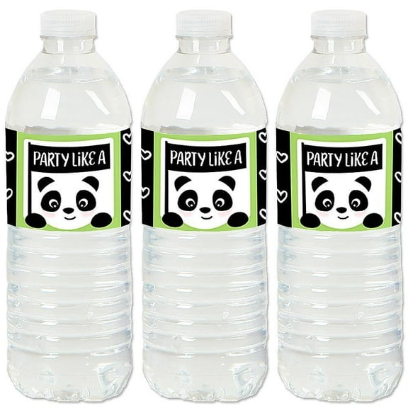 Big Dot of Happiness Party Like a Panda Bear - Baby Shower or Birthday Party Water Bottle Sticker Labels - Set of 20