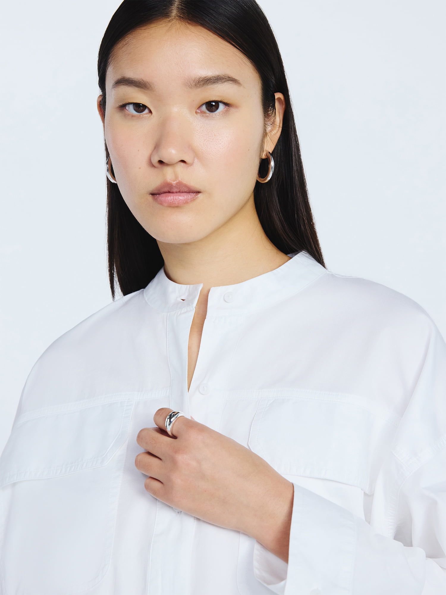 Scoop Women's and Women's Plus Cropped Oversized Button-Down Shirt, Sizes XS-4X