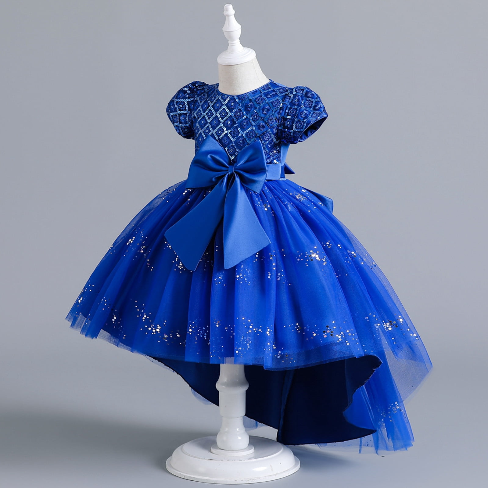 HIPYLO Girls' Special Occasion Dresses Cocktail Dress with Sleeves Beach Dresses Baby Girl Baptism Dress Infant Girl Christmas Outfit Girl Gifts 6-8, Blue 8-9 Years