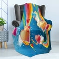 thumbnail image 4 of Vintage Rainbow Soft Flannel Fleece Blanket, Funky Illustration of Heart Shapes Floral Elements Clouds Valentines Love, Cozy Plush for Indoor and Outdoor Use, 50" x 60", Multicolor, by Ambesonne, 4 of 5