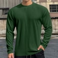 thumbnail image 2 of VSSSJ Big and Tall T-Shirts for Men Comfy Casual Long Sleeve Ribbed Knitted Round Neck Solid Color Loose Basic Versatile Muscle Pullover Tops Green XL, 2 of 6