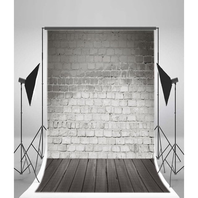 Telón de fondo ABPHQTO 150x220cm Shabby Chic Pared de ladrillo degradado Piso de madera