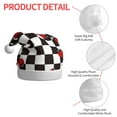 thumbnail image 4 of KLL Christmas Hats for Adults Plush Ladybugs Of Black And White Checkers Print Santa Hat Xmas Fluffy Santa Claus Hat for Women Men, 4 of 6