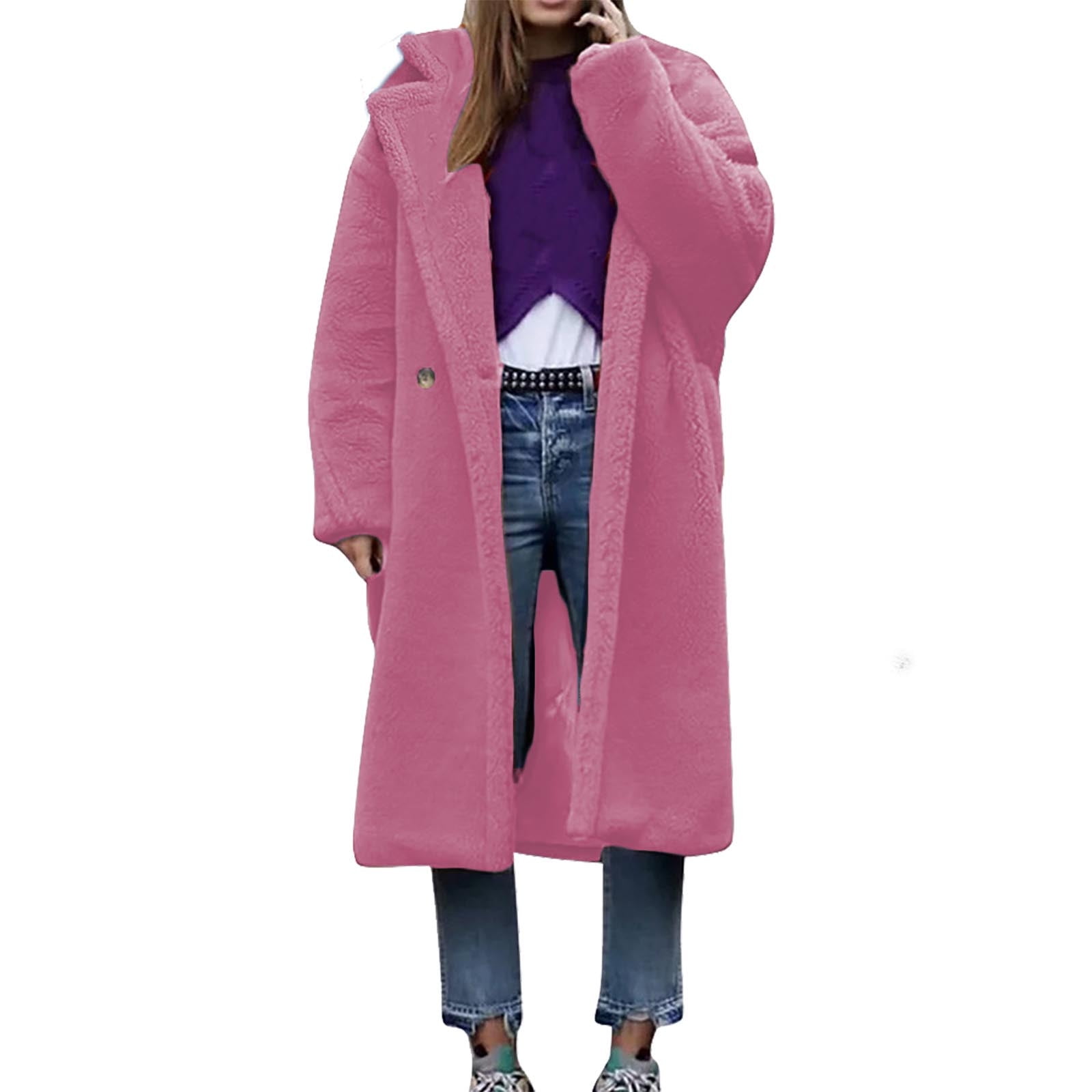 LOVZFMLL Vestes pour Femmes Manteau à Manches Longues en Cheveux d'Agneau Col Chaud