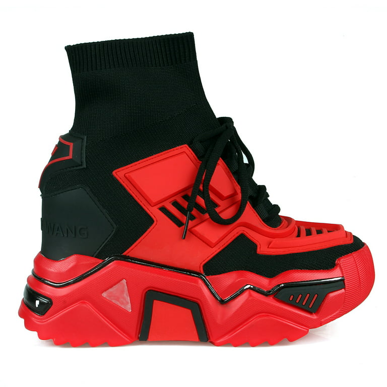 Anthony Wang Damson-06 Hidden Wedge Fashion Sneaker in Red