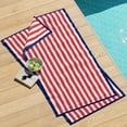 thumbnail image 6 of 100% Cotton Velour Stripe Border Oversized Beach & Pool Towels - 2 Pack, 35" x 70", 6 of 6