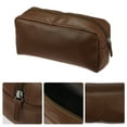 thumbnail image 4 of Unique Bargains 1 Pcs Portable Makeup Bag Toiletry Bag Cosmetic Organizer for Travel Leather Brown, 4 of 7