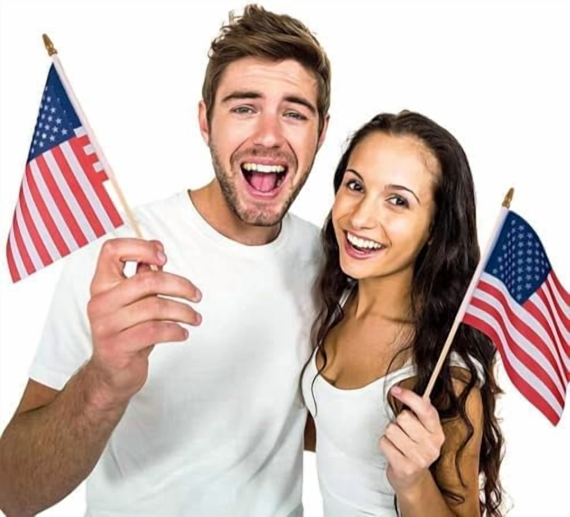 24 Pcs 8x12 Inch American Flags on Stick, USA Wood Stick Flags with Kid-Safe Spear Top, American Flags for Outside, Memorial Day Decorations, 4th of July Decorations