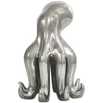 6" x 8" Silver Ceramic Standing Octopus Sculpture, by DecMode