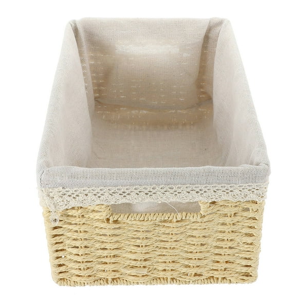 PTOOTP Beige Woven Storage Basket with Removable Liner, Multipurpose Organizer for Home, Office, Closet Storage Solutions
