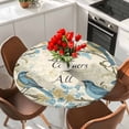 thumbnail image 2 of Flower Bird Round Fitted Table Cover Vintage Floral Blue Flower Watercolor Waterproof Table Cloth with Elastic Edge Wipeable Tablecloth for Picnic Camping Party Fits 45"-54" Diameter, 2 of 8