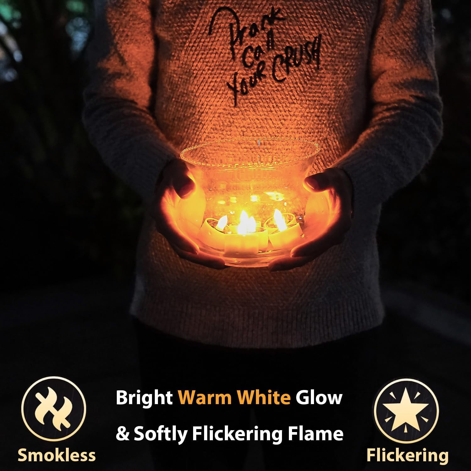 6Pack Solar Tea Lights Outdoor Waterproof, Small Solar Lights with Rechargeable Dusk to Dawn Sensor, Flameless Flickering LED Votive Candles for Lantern Window DIY Patio Chandelier Decor(Warm White)