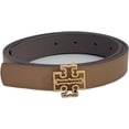 thumbnail image 4 of Tory Burch 141739 Britten Logo Clam Shell Grey/Tiramisu Light Brown With Gold Hardware Reversible 1 Inch Women's Belt Size Medium, 4 of 4
