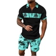 thumbnail image 3 of Bpmpbo Men's Short Sets Outfits 2 Piece Summer Short Sleeve Polo Shirt and Shorts Set Casual Sport Suit，Man Gradation Short Sleeve Shorts Two-piece Movemet Fallow Set, 3 of 4