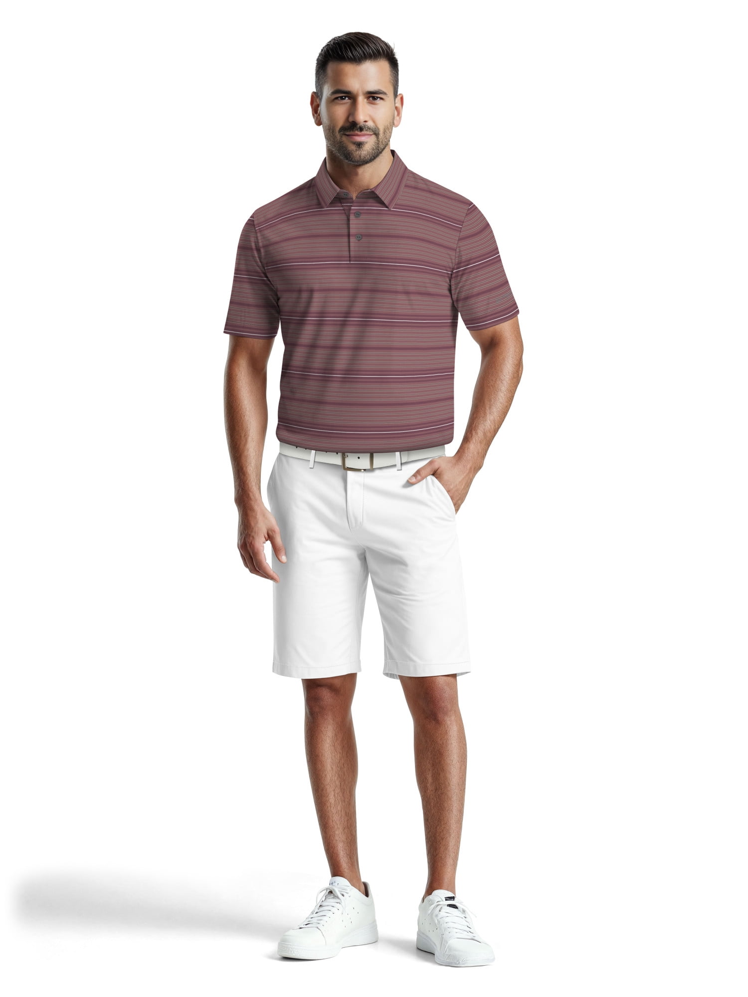Ben Hogan Men's & Big Men's Performance Texture Stripe Short Sleeve Golf Polo Shirt, Sizes S-5XL