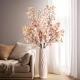 thumbnail image 3 of 4 Pcs Artificial Cherry Blossom Flowers Bulk Silk Faux Flowers Real Touch Bouquet for Christmas Halloween Home Wedding Decoration(White), 3 of 5