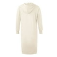 thumbnail image 5 of RYKJLWY Graduation Dress Women's Fall Pullover Long Dress Pocket Sweatshirt Casual Drawstring Clothing Solid Color Long Sleeve Hooded Tops Sweatshirt Dress Summer Dresses for Women (White,XL), 5 of 8