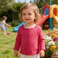 thumbnail image 5 of Aihuaihua Toddler Shirt Girls' Cardigan Top Ruffle Trim Scalloped Edge Casual Long Sleeve Tops Blouse for Baby Kids 6M-5Y Hot Pink 2-3 Years, 5 of 5