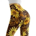 thumbnail image 5 of DISNIMO Sunflower Printed High Waisted Leggings for Women, Stretch Yoga Pants Leggings Tummy Control, Breathable Workout Leggings for Yoga Gym, Yellow, M, 5 of 6