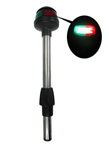 MARINE BOAT NAVIGATION RED GREEN BI COLOR 12" PLUG IN BOW LIGHT ALUMINUM POST 