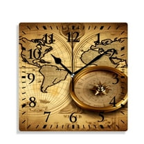 12 Inch Wall Clock Battery Operated Silent Clock Decorative for Office, Kitchen, Outdoor, Living Room，Accurate Map Cute