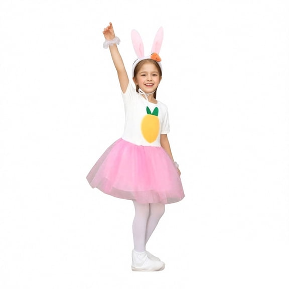 Girls Easter Outfits Short Sleeve Tutu Tulle Dresses and Headband Set Dress up Party Outfit 9-10 Years Girls Clothes