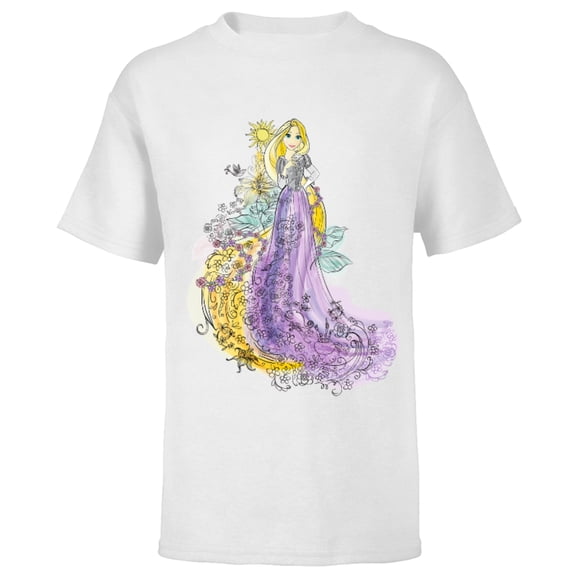 Disney Rapunzel Watercolor T-Shirt - Short Sleeve T-Shirt for Kids - Customized-White