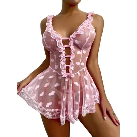 

Uerlsty Sexy Lingerie Women Lace Babydoll Nightdress G-String Underwear Sleepwear Dress