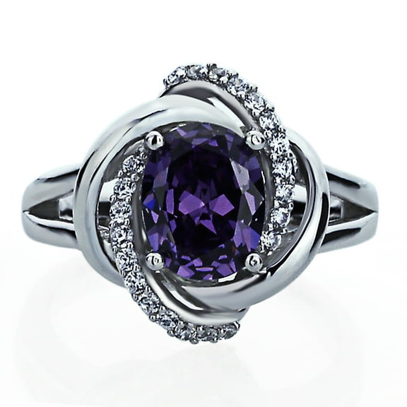 Men's Sterling Silver Celtic Love Knot 2ct Oval Simulated Amethyst CZ Cocktail Ring ( Size 5 to 9 )