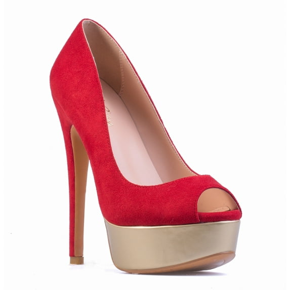 Danielle - Women's Classy & Elegant Peep Toe Pumps with 6" Stiletto High Heels & 1.5" Platform. Handmade to perfection. Size 15