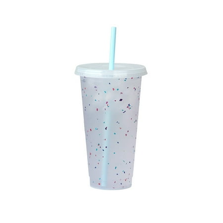 

Color Changing Tumbler with Lids and Straw Reusable for Cold/Hot Drink Confetti Pattern Cup for Adults & Kids