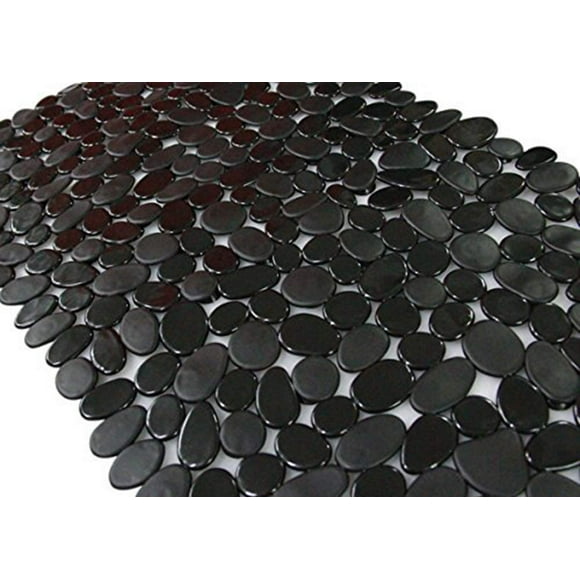 Alfombra de ducha SONGZIMING, antideslizante, de PVC negro guijarro, 40 x 90 cm