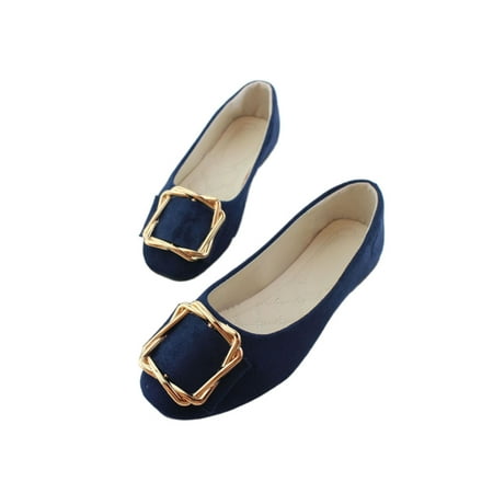 

Woobling Ladies Loafers Comfort Flat Shoes Slip On Flats Formal Dress Shoe Casual Non-slip Lightweight Black Blue 5