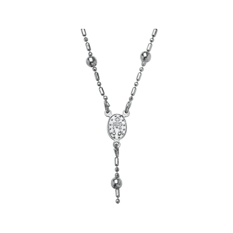 Rosary-Style Beaded Necklace in Sterling Silver