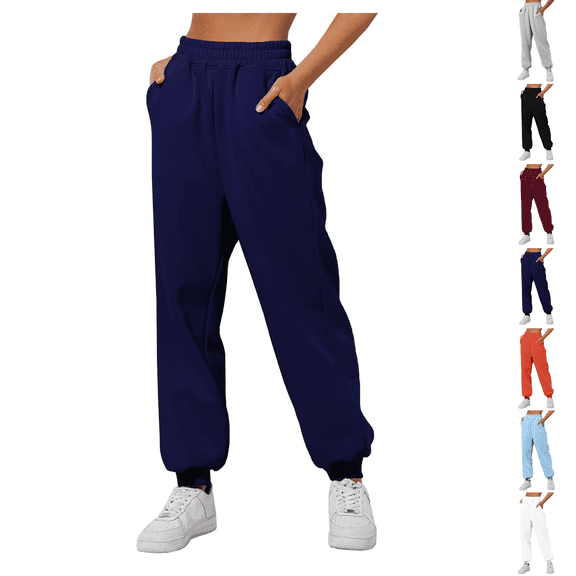 Petite Sweatpants for Women Trendy Elastic Waist Cinch Bottom Lounge Pant Lightweight Baggy Joggers With Pocket